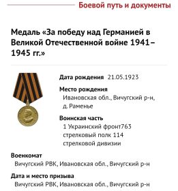 Медаль « За Победу над Германией в Великую Отечественную войну 1941-1945гг.»
