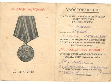 За победу над Японией
