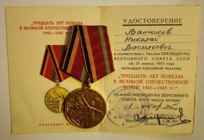 Юбилейная медаль "Тридцать лет Победы в Великой Отечественной Войне 1941-1945 гг."