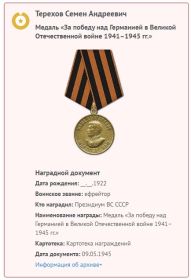 Медаль "За победу над Германией в Великой Отечественной Войне 1910 - 1945 гг."