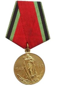 Медаль на фото «Двадцать лет Победы в Великой Отечественной войне 1941—1945 гг.»