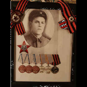 Три медали За Отвагу, две За Боевые Заслуги , одна За Победу над Германией и орден Красная Звезда