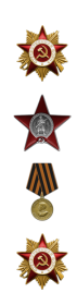 Орден Отечественной войны I степени 1944г. Орден Красной Звезды 1945г. Медаль «За победу над Германией в Великой Отечественной войне 1941–1945 гг.» 1945г. Орден Отечественной войны I степени