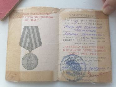 Медаль " Победа над Германией 1941-1945гг в ВОВ"