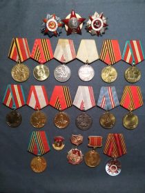 1) Орден Отечественной Войны 2 степени. 2) Два Ордена Красной Звезды.  3) Орден Отечественной Войны.