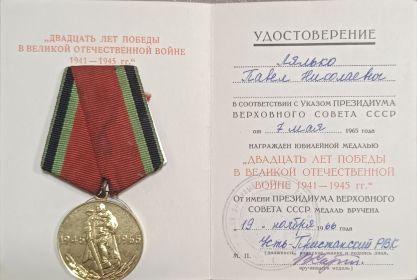 "ДВАДЦАТЬ ЛЕТ ПОБЕДЫ В ВЕЛИКОЙ ОТЕЧЕСТВЕННОЙ ВОЙНЕ 1941-1945 гг."