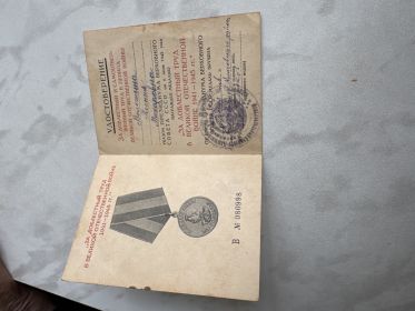 Медаль за доблестный труд в Великой Отечественной войне 1941-1945 г