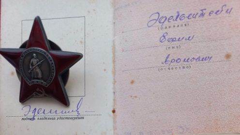 ЗА БОЕВЫЕ ЗАСЛУГИ орден КРАСНОЙ ЗВЕЗДЫ