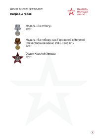 Медаль "За отвагу", Медаль "За победу над Германией в ВОВ 1941-1945г.", Орден Красной Звезды.