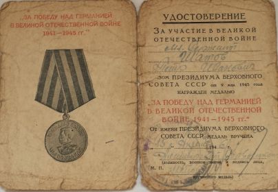 Медаль за победу над Германией в ВОВ 1941-1945