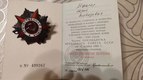 " ОРДЕН ВОВ 1 СТЕПЕНИ"