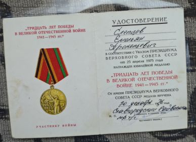 Юбилейная медаль " тридцать лет победы в Великой отечественной войне 1941-1945гг"