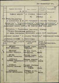 Акт о вручении медали за оборону Ленинграда