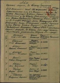 Акт от 12.10.1943 о награждении медалью "За оборону Ленинграда"