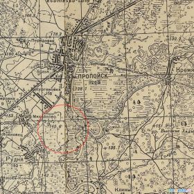 Места боев 1289 СП за 5 октября 1943г.