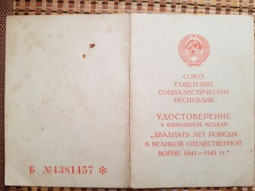 Двадцать лет победы в ВОВ ЮБИЛЕЙНАЯ МЕДАЛЬ Богомолов М И БЕССМЕРТНЫЙ ПОЛК Документы чччiXb-fqpN8Q4.jpg