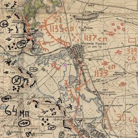 Оперативная карта обороны 339сд.на реке Миус декабрь 1941года