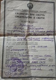 свидетельство о смерти