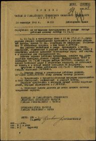 Приказ о благодарности л/с 65 гв. сд