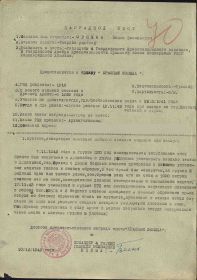 Наградной лист на Орден "Красная Звезда" от 1943г.