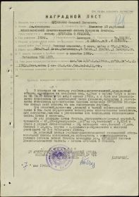 Приказ подразделения от: 31.05.1945 Издан: Президиум ВС СССР