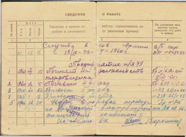 Выписка из трудовой книжки