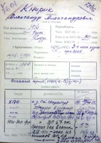 учетная карточка