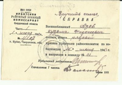 Справка о призыве