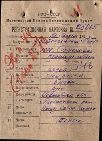 Регистрационная карточка Молотовского ВПП