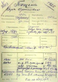учетная карточка