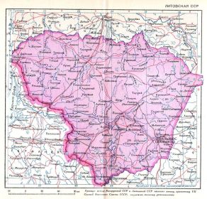 Карта Литовская ССР накануне войны