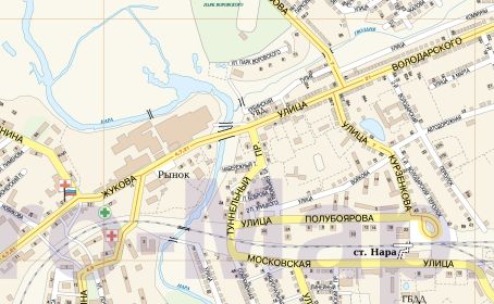 Свременная  карта  Наро-Фоминска на  месте  обороны 12 танкового  полка  в 1941 г.