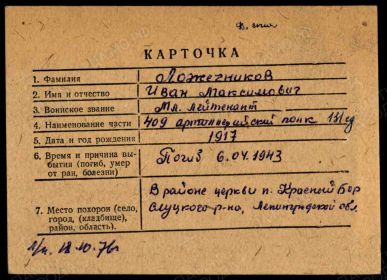 Карточка бойца