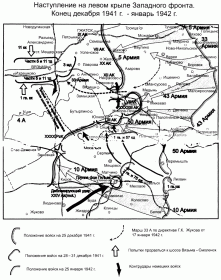 Карта наступления Западного фронта 1942г. (освобождение Юхновского района)