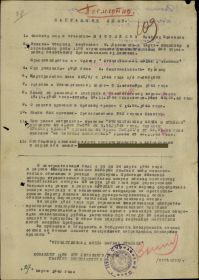 Наградной лист на награждение Орденом &quot;Отечественной войны 1 ст.&quot; (посмертно)