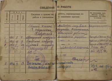 Трудовая книжка (военный период)