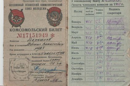 Комсомольский билет
