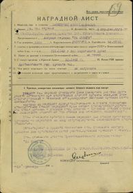Наградной лист