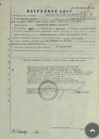 Наградной лист