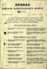 Приказ войскам Ленинградского фронта № 0738/н от 09.06.1945
