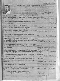 Страница из личного дела военнослужащего