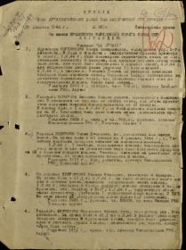 Приказ 1037 артиллерийскому полку 203 Запорожской стр.дивизии 17 февраля 1944г. N03/н
