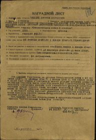 Наградной лист