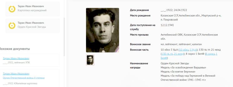 Учетно-послужной список