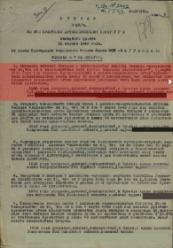 Приказ о награждении медалью &quot;За отвагу&quot;