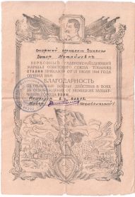 Грамота Верховного Главнокомандующего