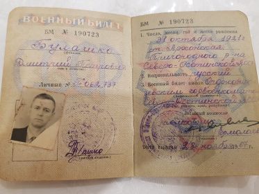 Военный билет офицера запаса вооружённых сил СССР