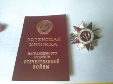 Орденская книжка награжденного Пудина Г.Г. Орденом Отечественной Войны под номером 2217098