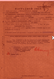 Наградной лист