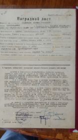 Имеется наградной лист от 02.11.1943г подписанный командиром 959 стрелкового полка Нагиным и начальником штаба полка Цисвицким